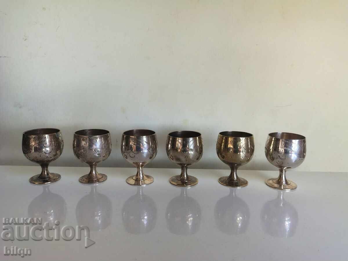 Аукцион Прекрасен Комплект Стари Бронзови Чашки-EPNS