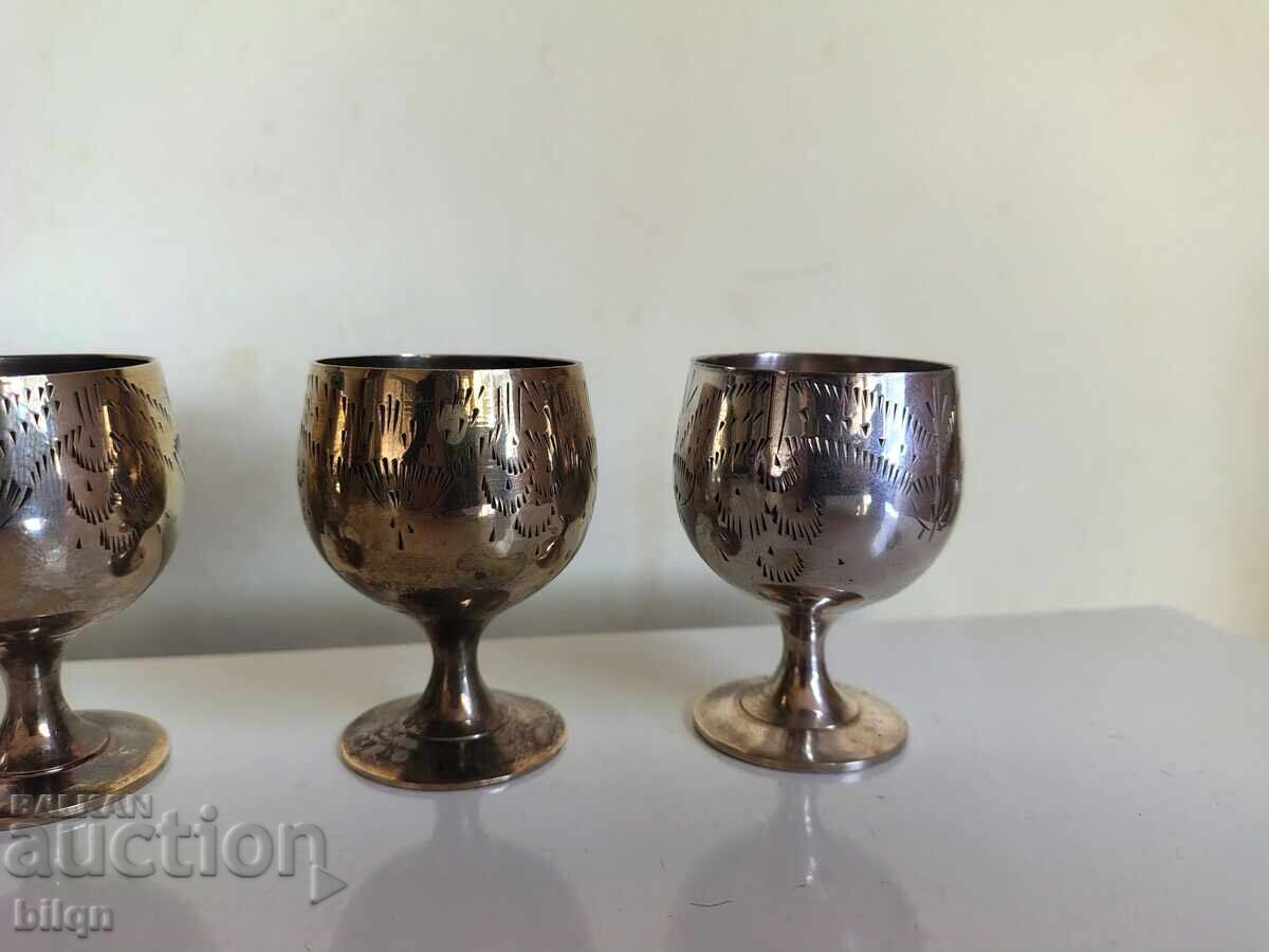Прекрасен Комплект Стари Бронзови Чашки-EPNS - 5