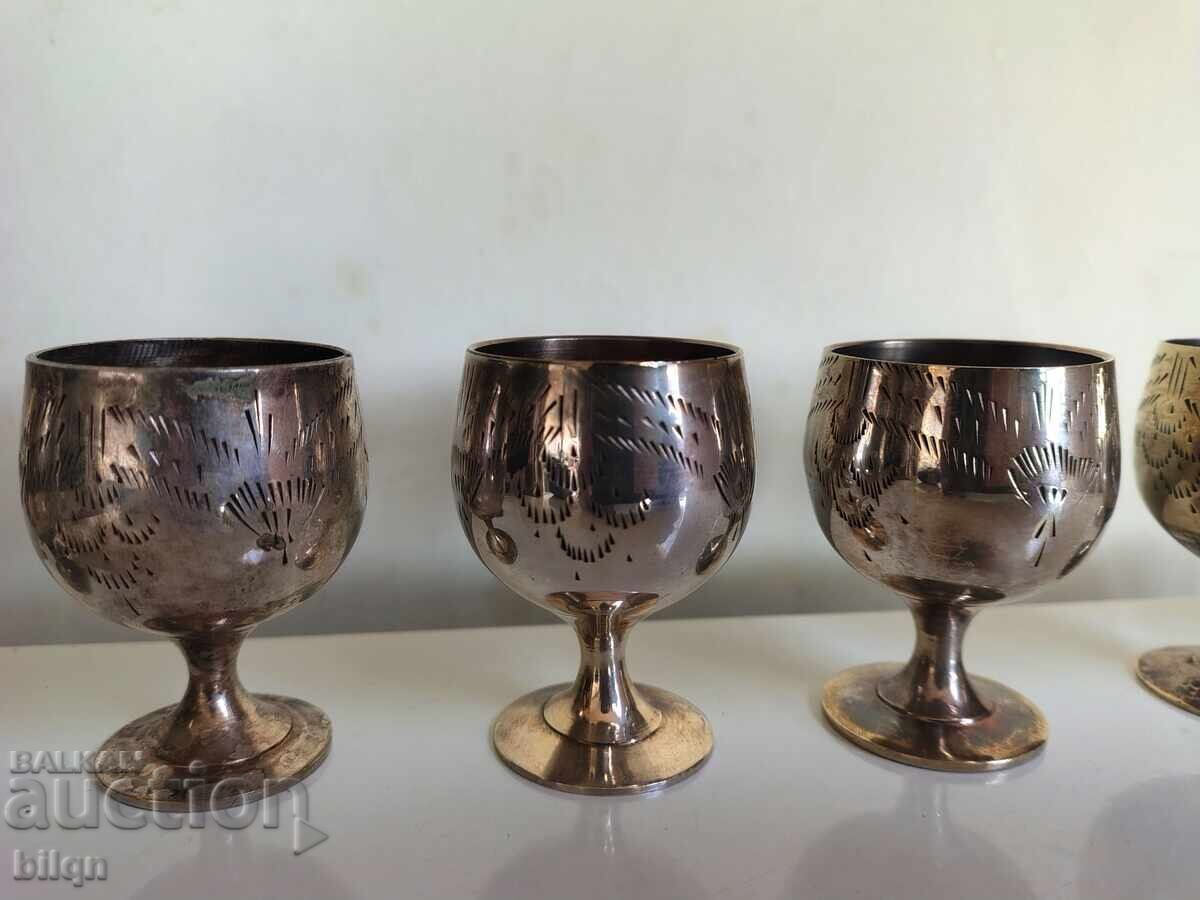 Прекрасен Комплект Стари Бронзови Чашки-EPNS - 6