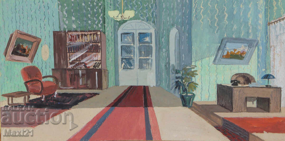 Картина миниатюра гваш интериор