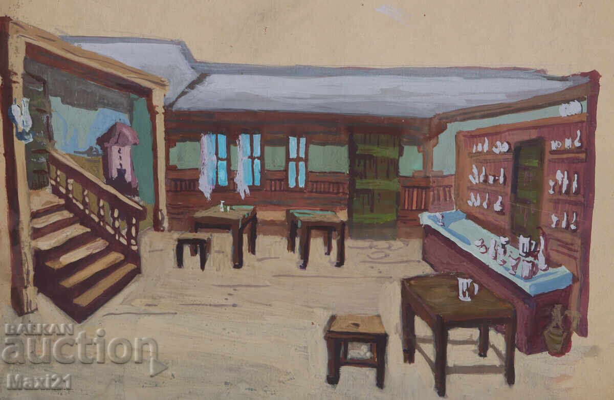 Παράδοση Έργο γκουάς, σκηνογραφία, εσωτερικό