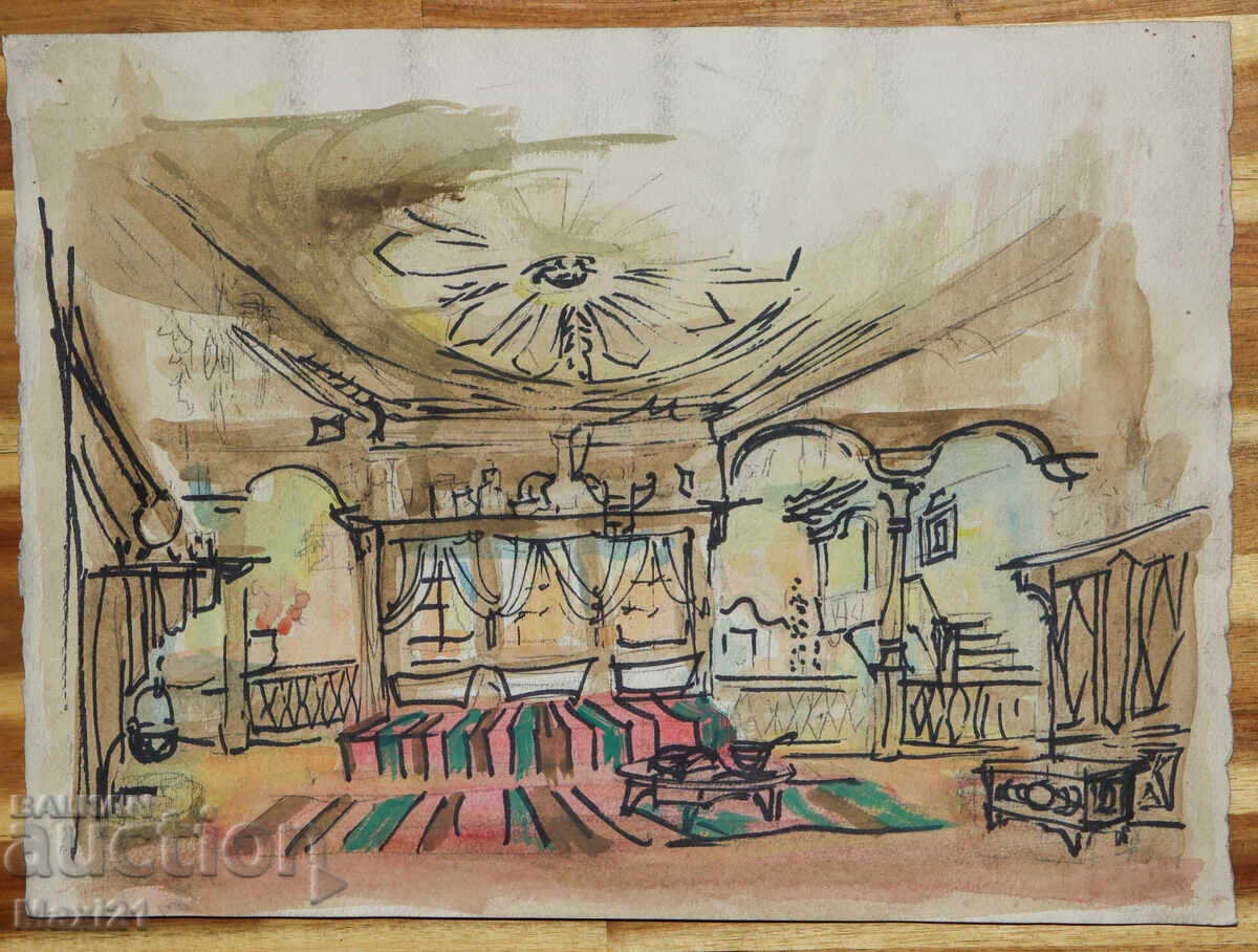 Έργο γκουάς εσωτερικού χώρου με τιμή 120.00 BGN | € 61.36 Έργο γκουάς εσωτερικού χώρου με τιμή 120.00 BGN | € 61.36