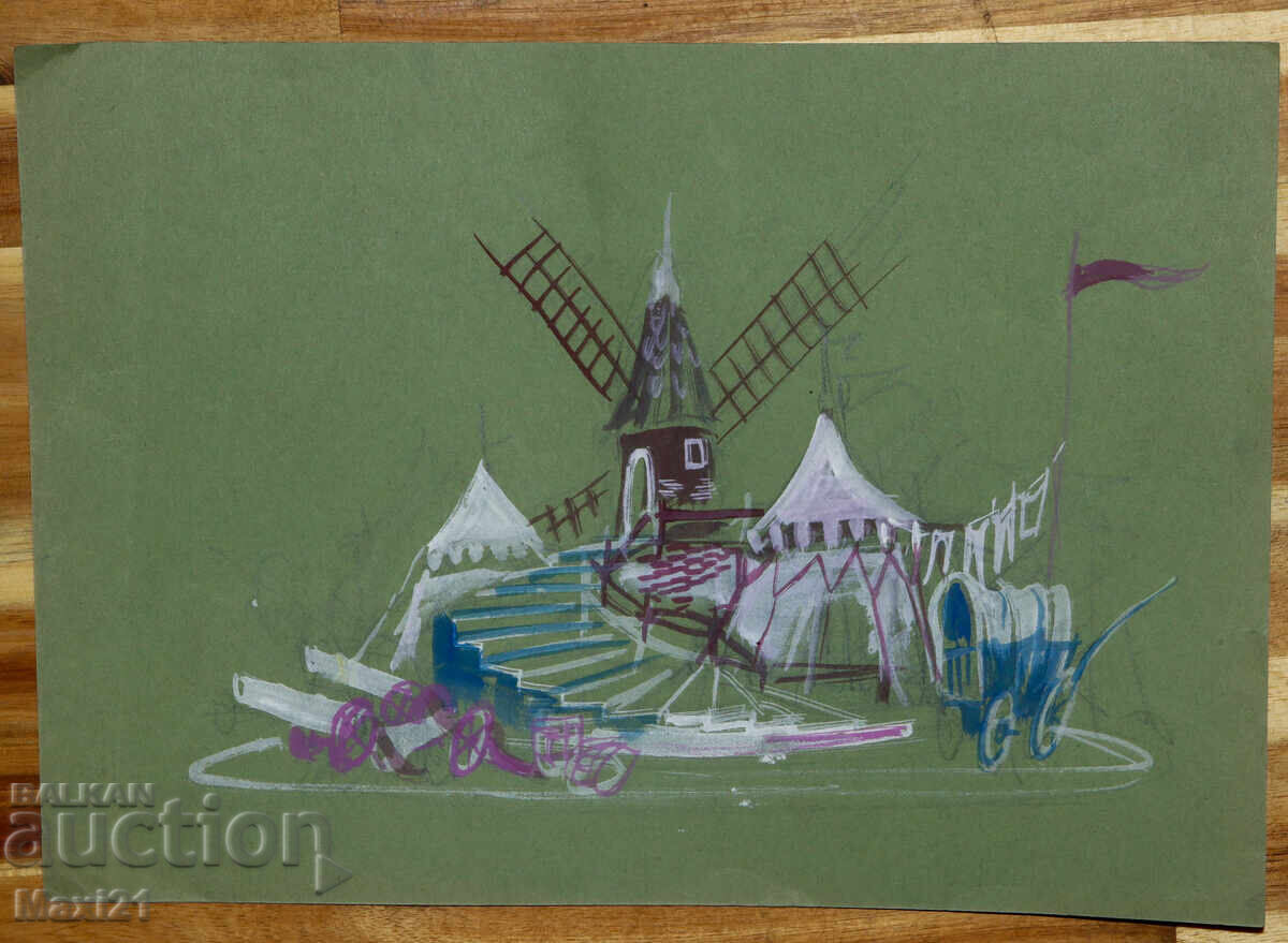 Έργο γκουάς σκηνικού ντεκόρ με τιμή 120.00 BGN | € 61.36