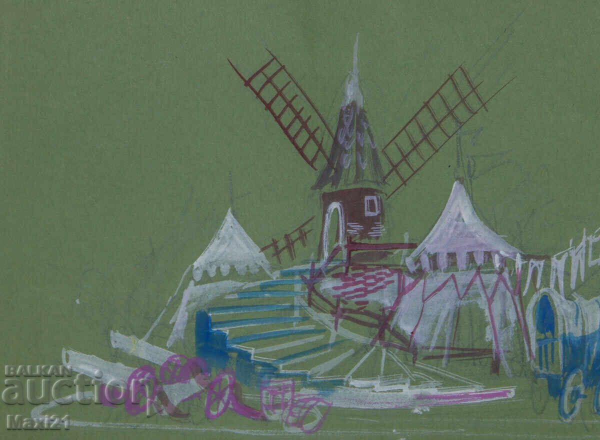 Παράδοση Έργο γκουάς σκηνικού ντεκόρ