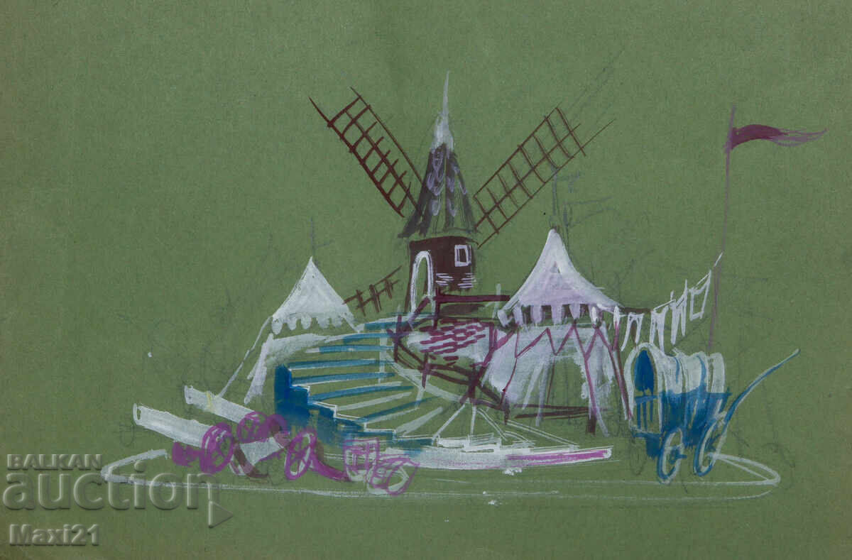 Έργο γκουάς σκηνικού ντεκόρ