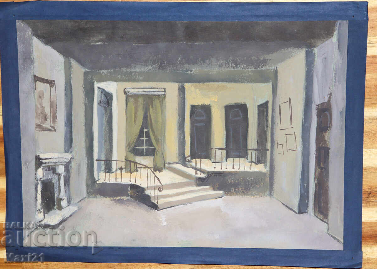 Gouache painting, scenography, interior with price 120.00 BGN | € 61.36