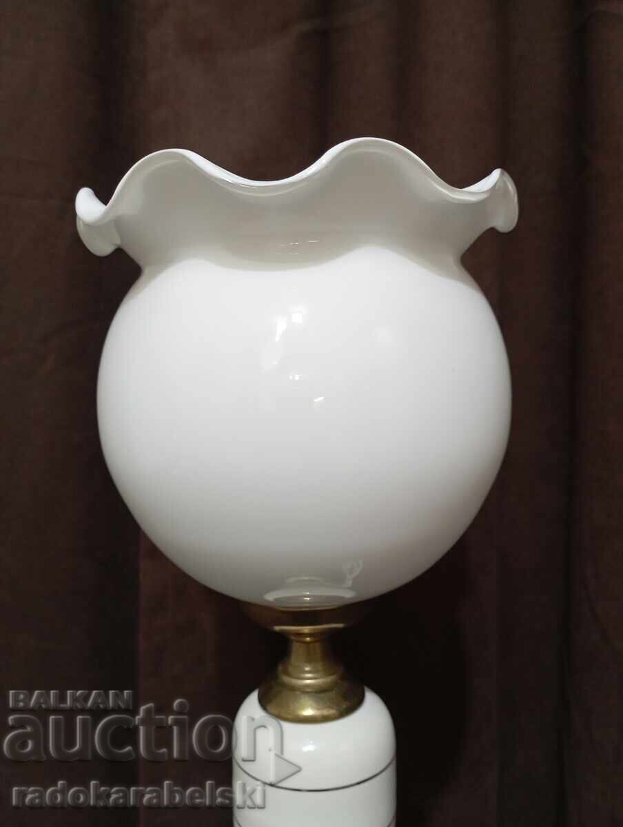 Set de două lămpi din porțelan cu abajururi din sticlă albă - 5