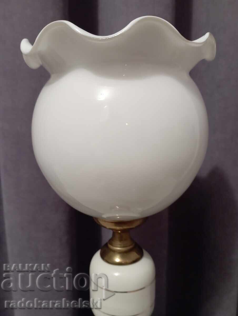 Set de două lămpi din porțelan cu abajururi din sticlă albă - 5