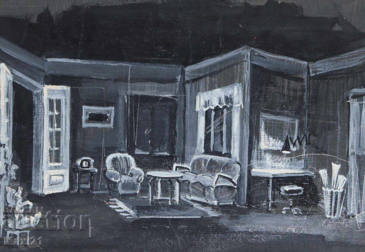 Auction  Gouache painting, scenography, interior