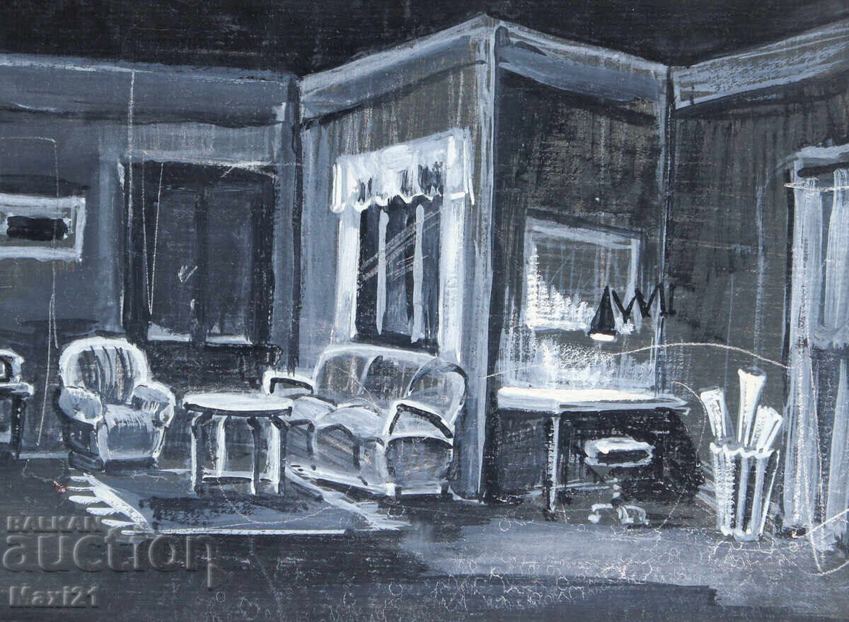 Gouache painting, scenography, interior - 5