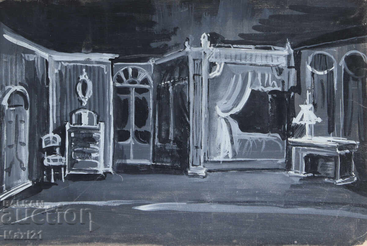 Έργο γκουάς, σκηνογραφία, εσωτερικό