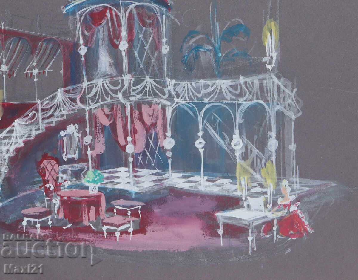 Delivery of Gouache painting, interior