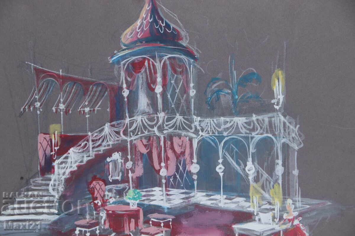 Gouache painting, interior - 5