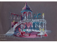 Gouache painting, interior