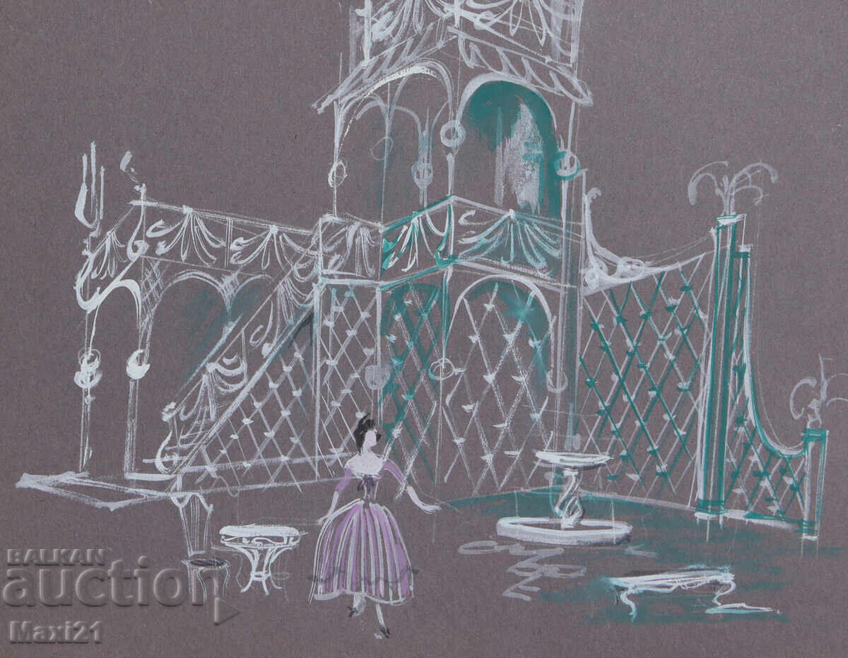 Gouache painting, interior scenography - 5