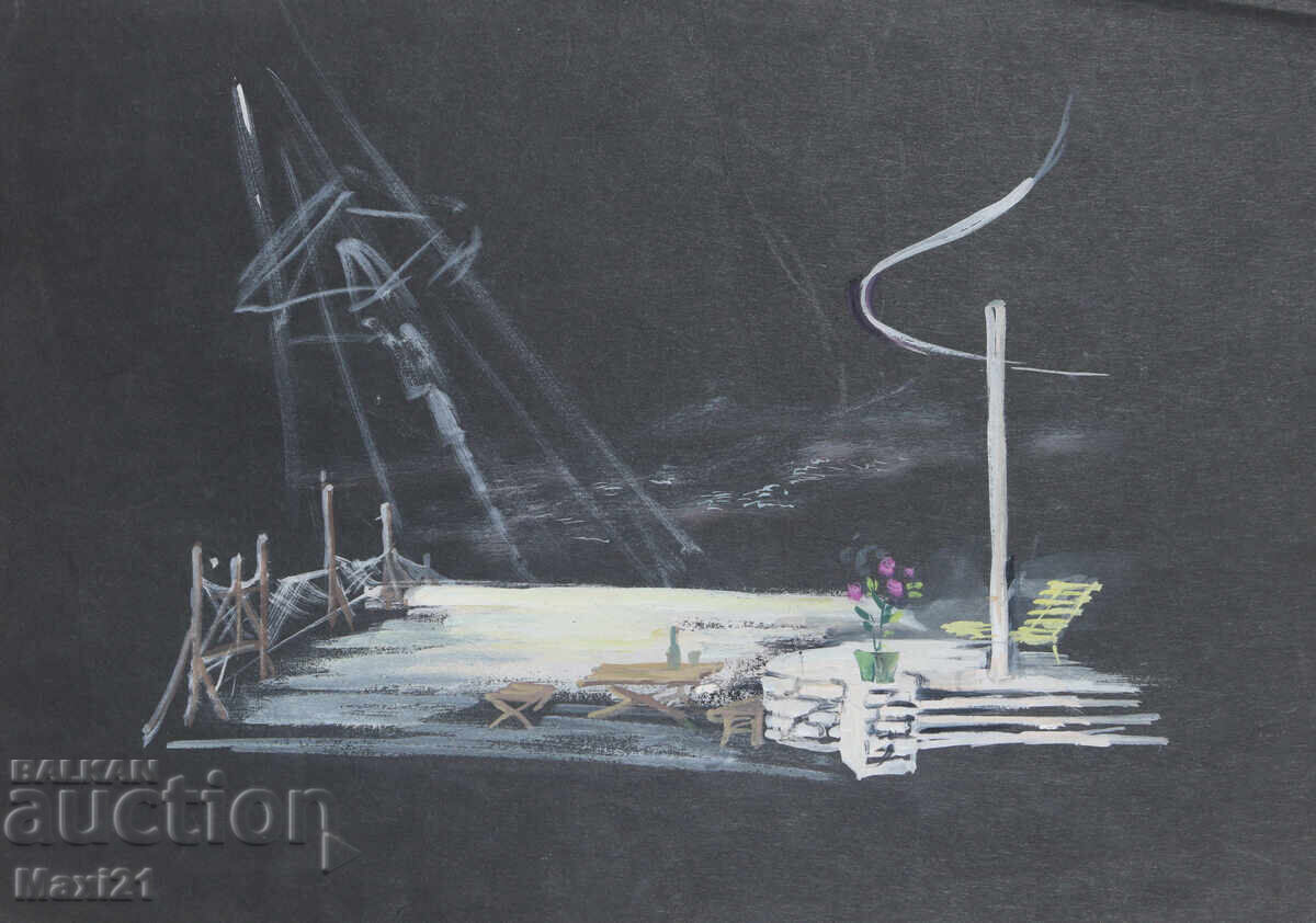 Картина гваш сценография декор