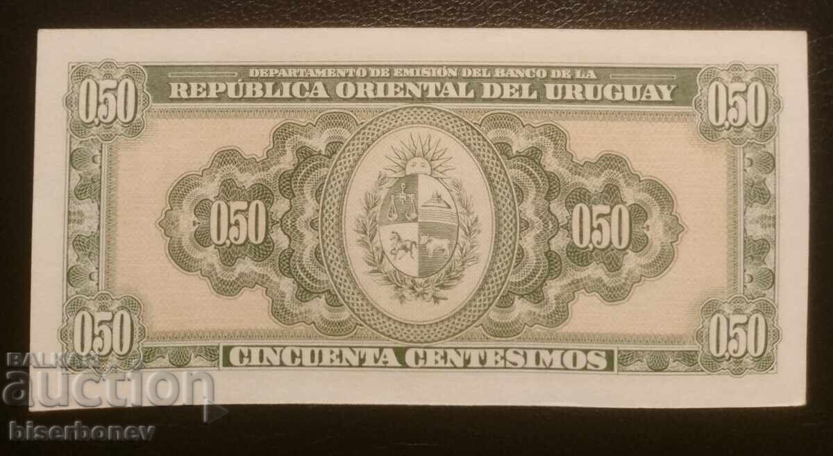 Uruguay, Uruguay, 0,50 centésimos 1939, aUNC/UNC-1 cu preț 12.00 BGN | € 6.14