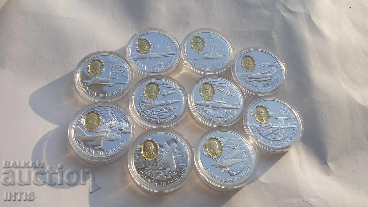МОНЕТА-СЕТот 10бр.монети-20долара-95г.Канада -Ag- от 0,01ст. с цена 1050.00 лв. | € 536.86 МОНЕТА-СЕТот 10бр.монети-20долара-95г.Канада -Ag- от 0,01ст. с цена 1050.00 лв. | € 536.86