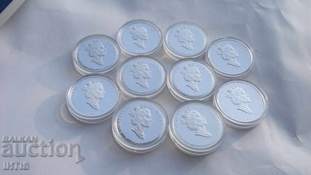 Доставка на МОНЕТА-СЕТот 10бр.монети-20долара-95г.Канада -Ag- от 0,01ст. Доставка на МОНЕТА-СЕТот 10бр.монети-20долара-95г.Канада -Ag- от 0,01ст.