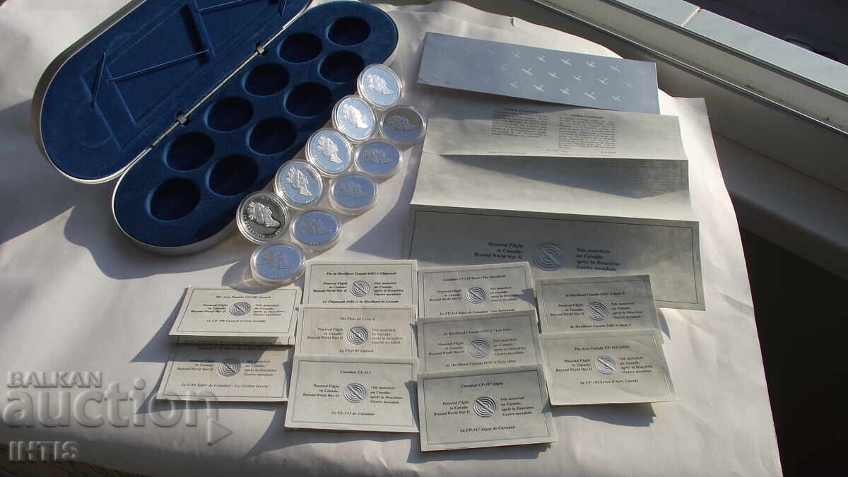 МОНЕТА-СЕТот 10бр.монети-20долара-95г.Канада -Ag- от 0,01ст. - 8 МОНЕТА-СЕТот 10бр.монети-20долара-95г.Канада -Ag- от 0,01ст. - 8