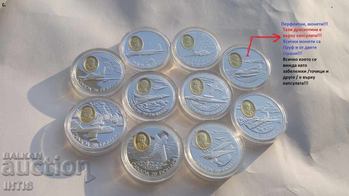 МОНЕТА-СЕТот 10бр.монети-20долара-95г.Канада -Ag- от 0,01ст. - 11 МОНЕТА-СЕТот 10бр.монети-20долара-95г.Канада -Ag- от 0,01ст. - 11