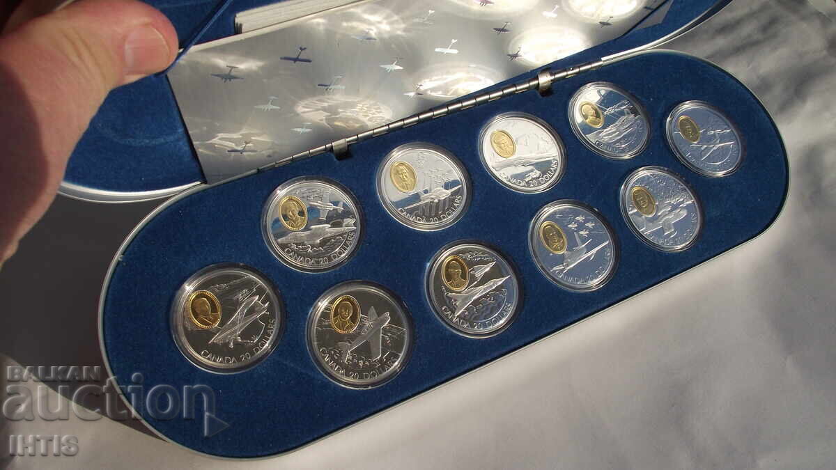 МОНЕТА-СЕТот 10бр.монети-20долара-95г.Канада -Ag- от 0,01ст. МОНЕТА-СЕТот 10бр.монети-20долара-95г.Канада -Ag- от 0,01ст.