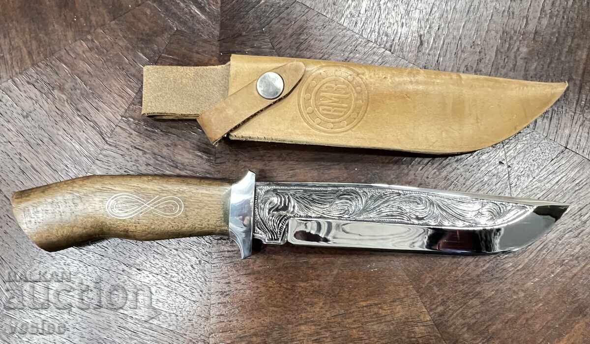 Delivery of Rare Hunting Knife VMZ Sopot Walnut Handle Leather Sheath NEW 29cm