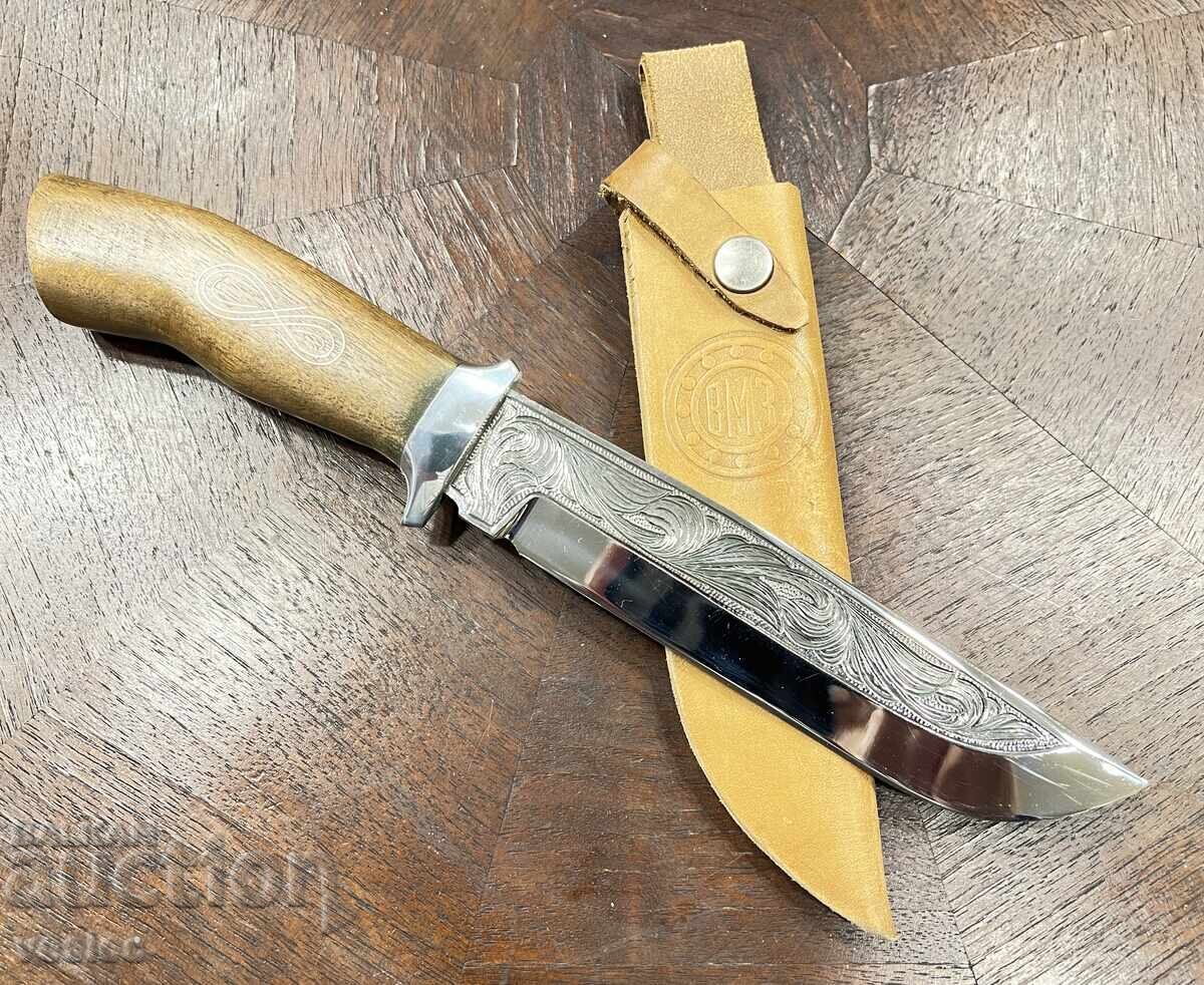 Rare Hunting Knife VMZ Sopot Walnut Handle Leather Sheath NEW 29cm