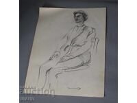 Old Master's pencil drawing, portrait of a man, signed