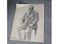 Old Master's pencil drawing, portrait of a man, signed