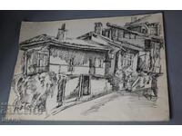 Desen vechi de maestru, tuș, case vechi