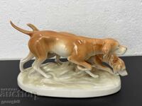 Figurină de porțelan Royal Dux, câini de vânătoare. Nr. 7478
