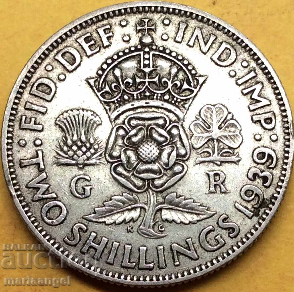 2 σελίνια 1939 Ηνωμένο Βασίλειο 11,23γρ ασήμι