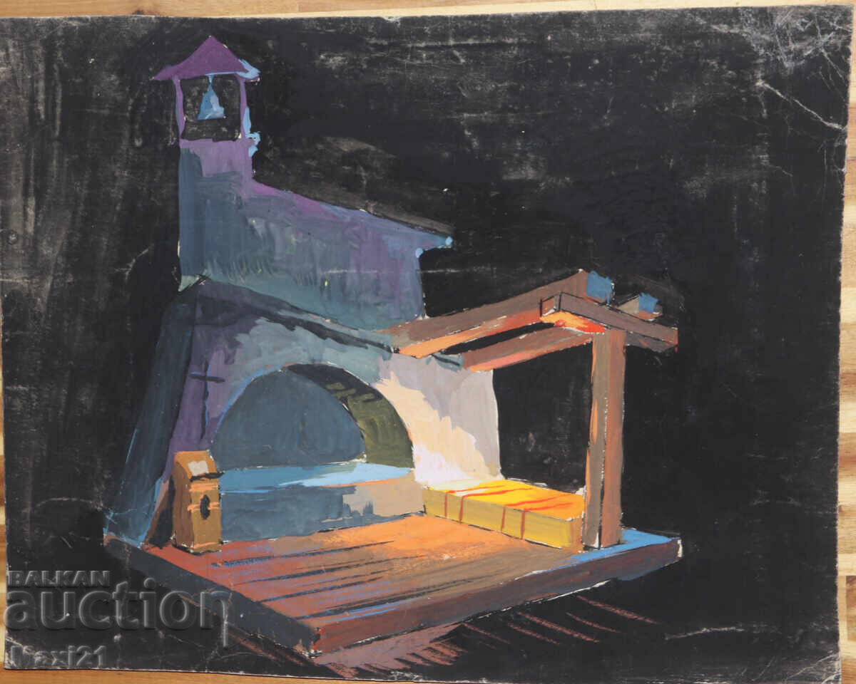 Gouache painting, scenography, interior with price 150.00 BGN | € 76.69 Gouache painting, scenography, interior with price 150.00 BGN | € 76.69