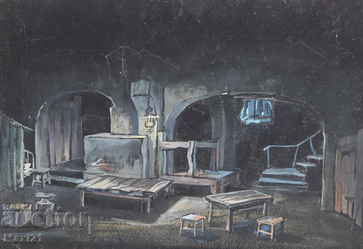 Gouache painting, scenography, interior with price 150.00 BGN | € 76.69 Gouache painting, scenography, interior with price 150.00 BGN | € 76.69