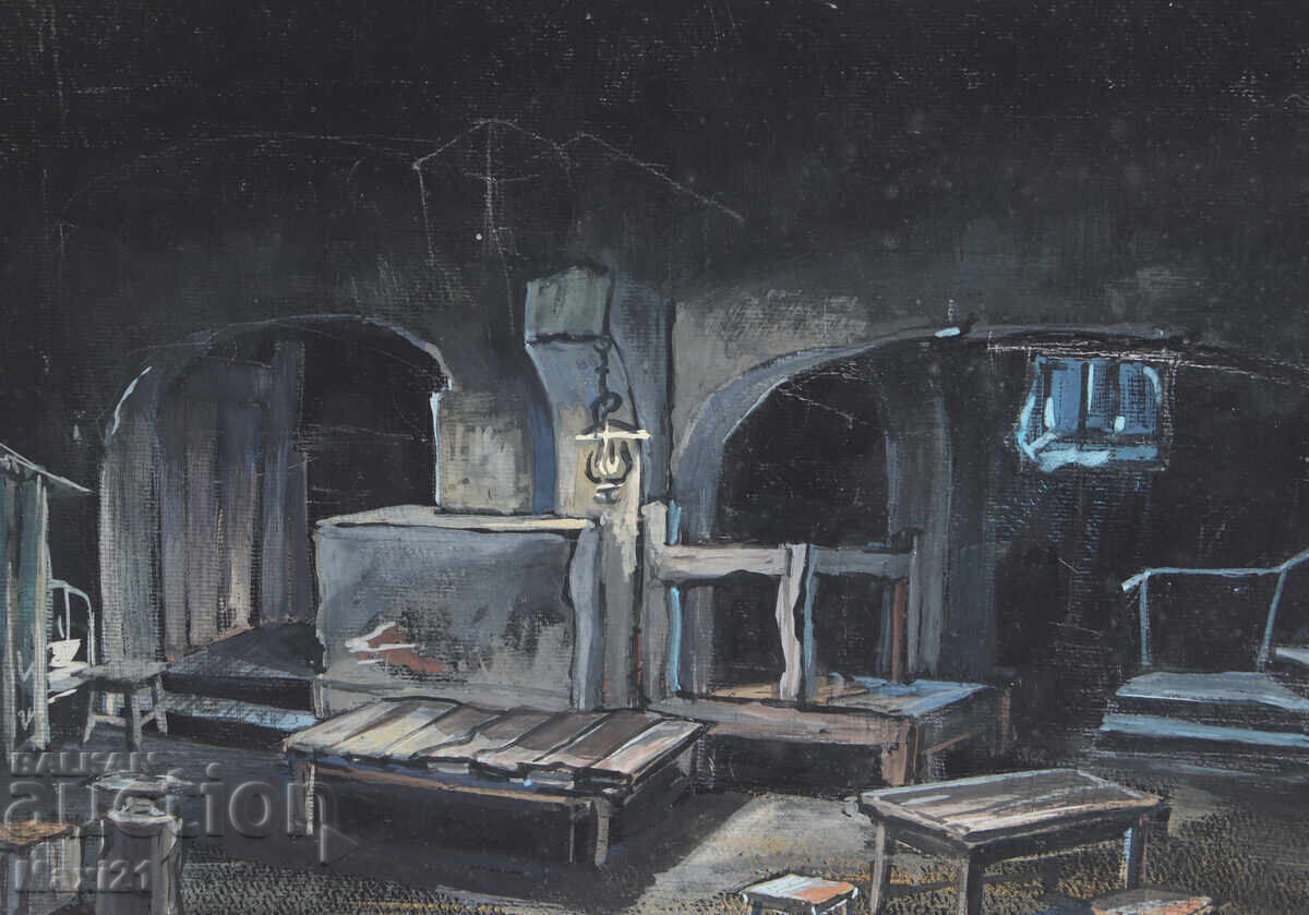 Auction Gouache painting, scenography, interior Auction Gouache painting, scenography, interior