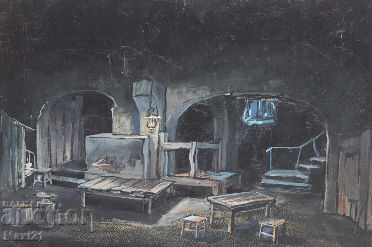 Gouache painting, scenography, interior Gouache painting, scenography, interior