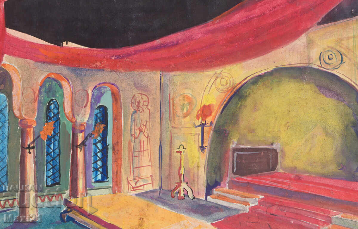 Παράδοση Έργο γκουάς, σκηνογραφία, εσωτερικό