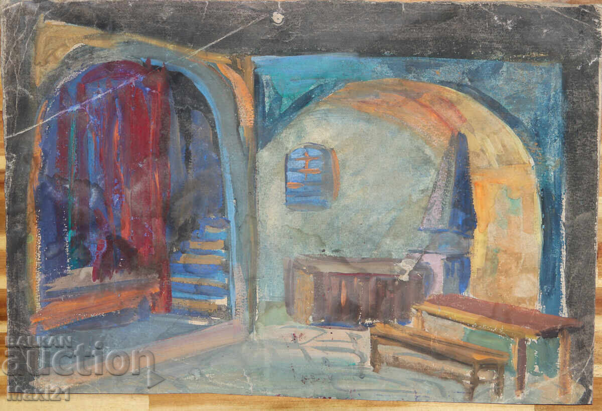 Картина гваш сценография интериор с цена 150.00 лв. | € 76.69