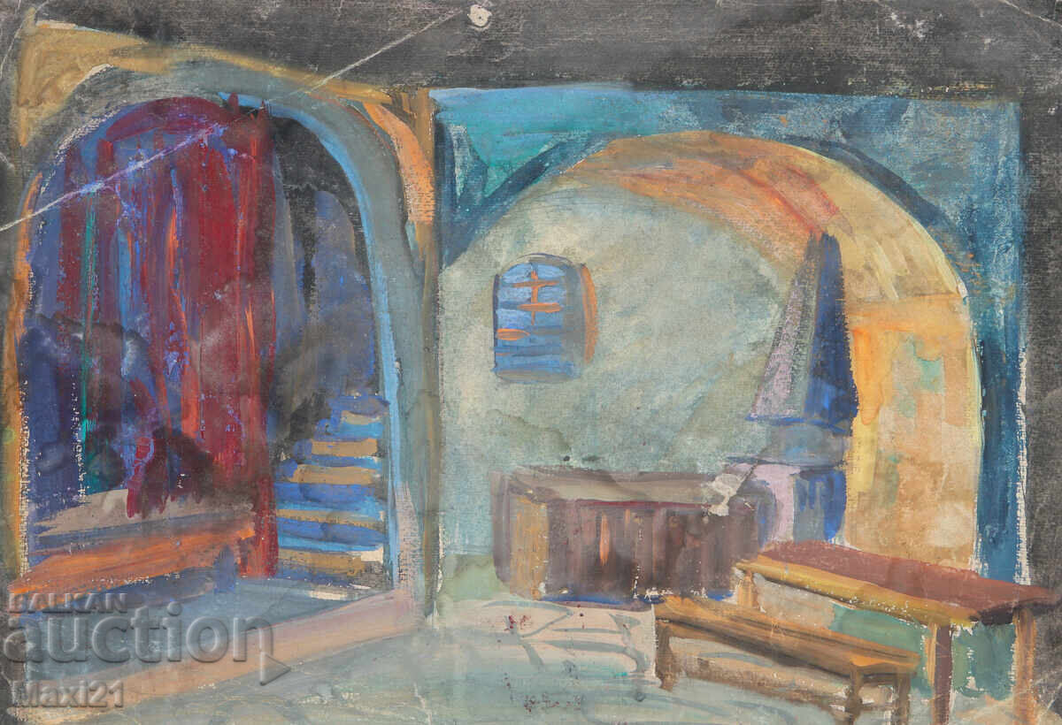 Аукцион Картина гваш сценография интериор