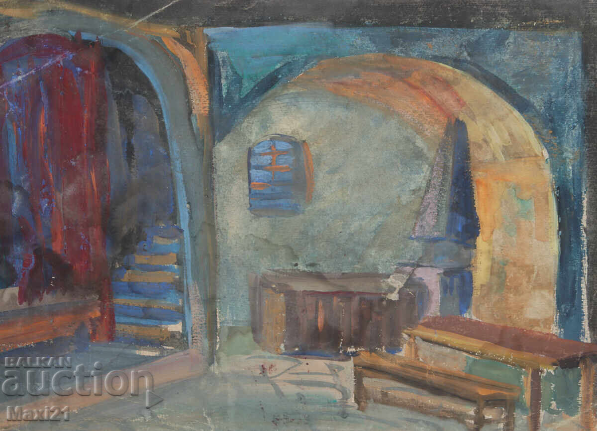 Картина гваш сценография интериор - 5