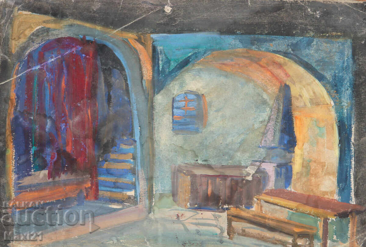 Картина гваш сценография интериор