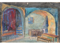Gouache painting, scenography, interior