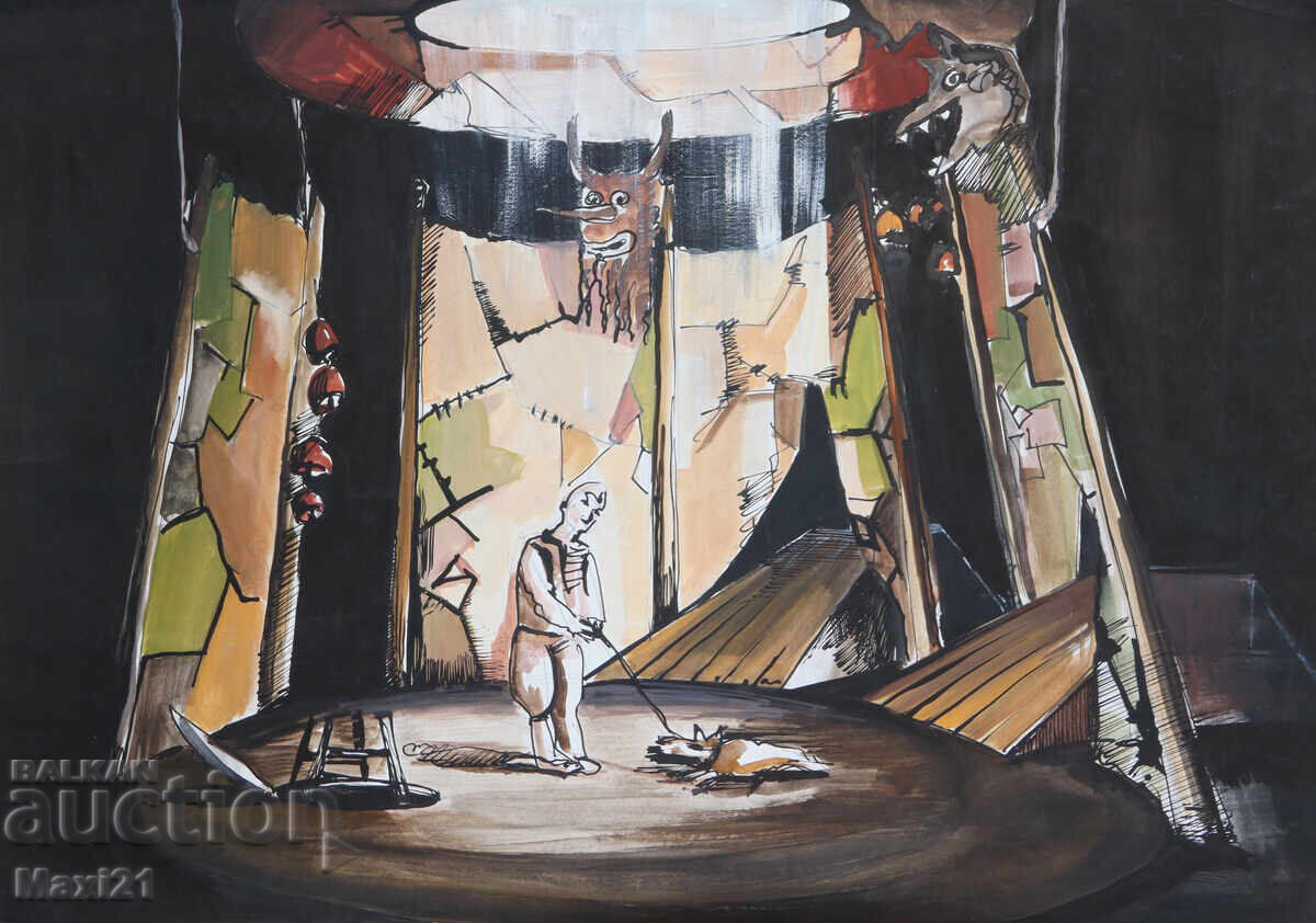 Έργο τέχνης γκουάς σκηνογραφία