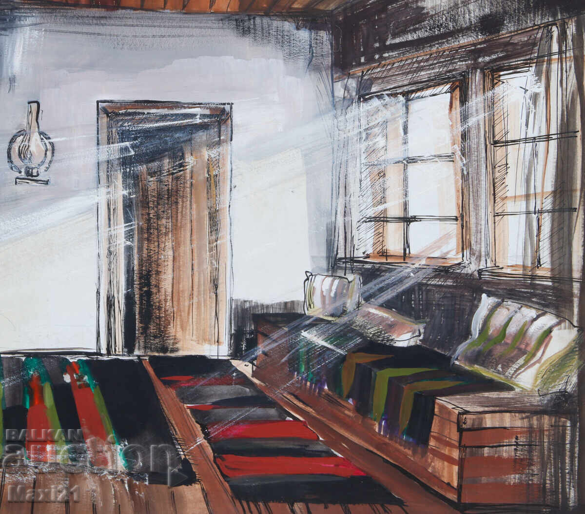 Картина гваш сценичен интериор - 5