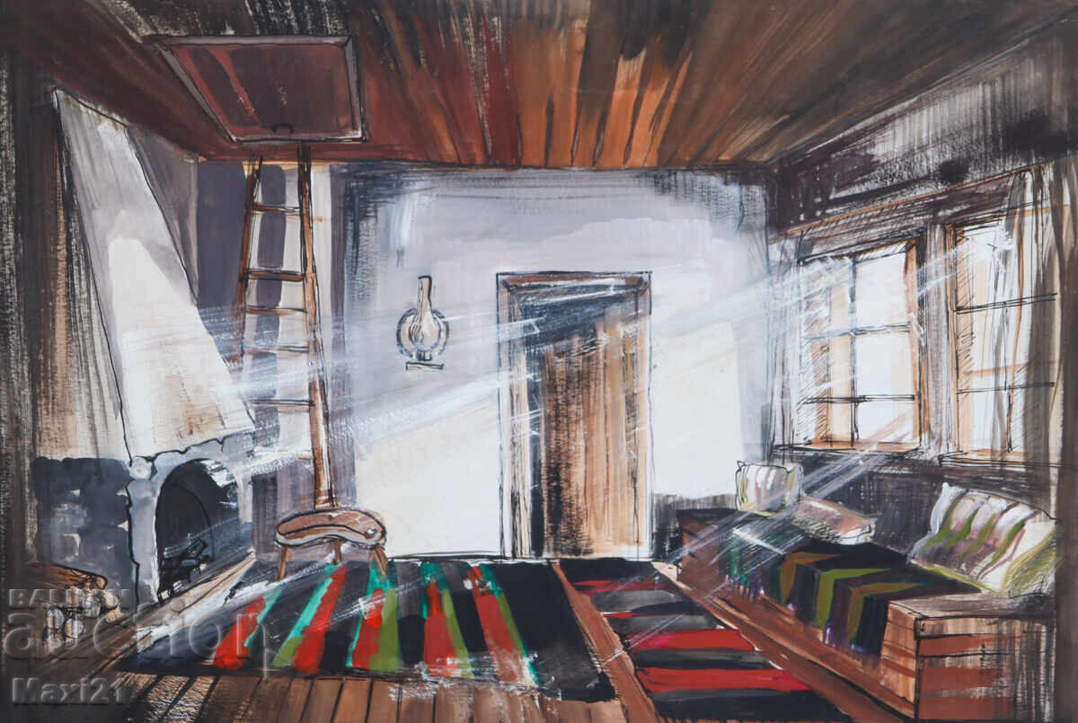 Картина гваш сценичен интериор