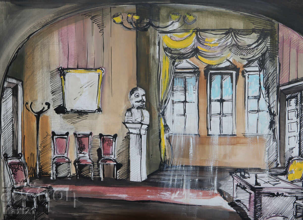 Παράδοση Έργο γκουάς, σκηνικός εσωτερικός χώρος