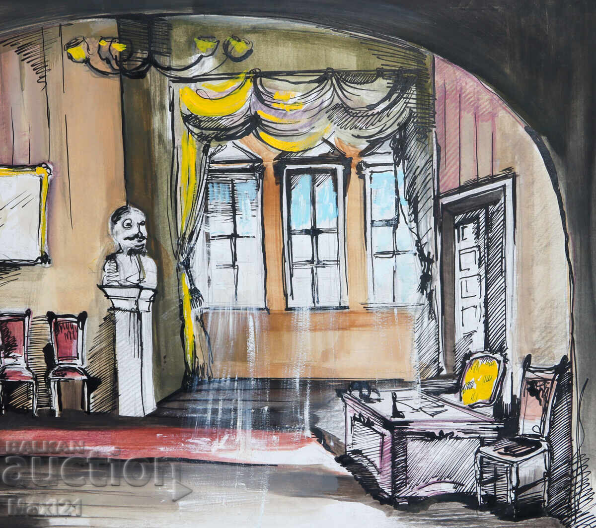 Έργο γκουάς, σκηνικός εσωτερικός χώρος - 5