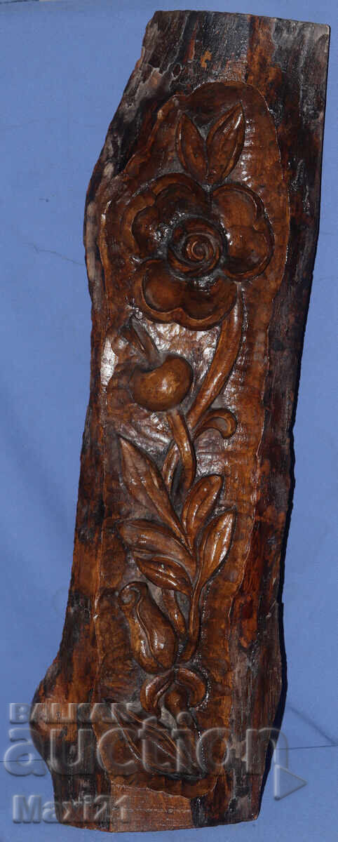 Δημοπρασία Ξυλόγλυπτο πάνελ νεκρής φύσης με φλοράλ μοτίβα