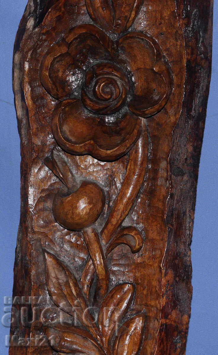 Ξυλόγλυπτο πάνελ νεκρής φύσης με φλοράλ μοτίβα - 5